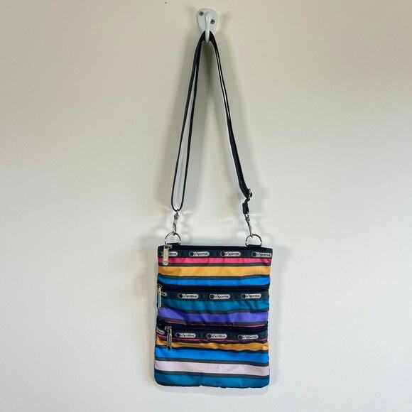 LeSportsac Kasey Crossbody Bag Multicolor 3 Zip Travel Purse Adjustable Strap - Picture 8 of 12